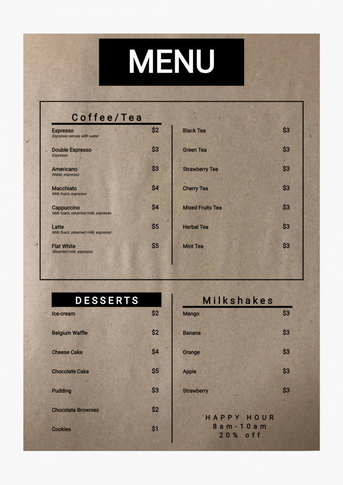 Coffee Shop Menu Design. 6 Inspirational Examples Waitron.Menu Blog