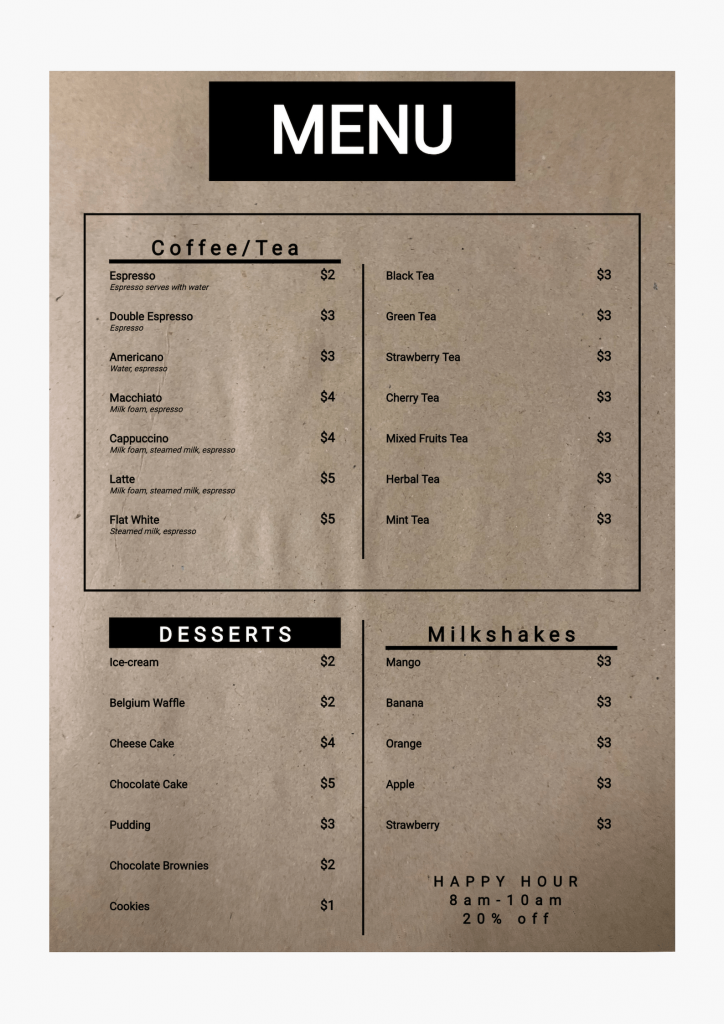 Coffee Shop Menu Design 6 Inspirational Examples Waitron Menu Blog